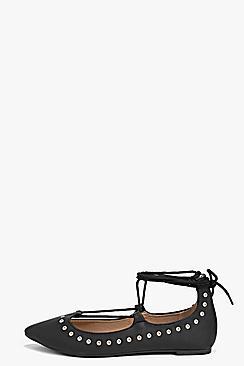 Boohoo Rosie Ghillie Eyelet Detail Ballet