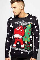 Boohoo Crackin' Christmas Novelty Jumper Charcoal