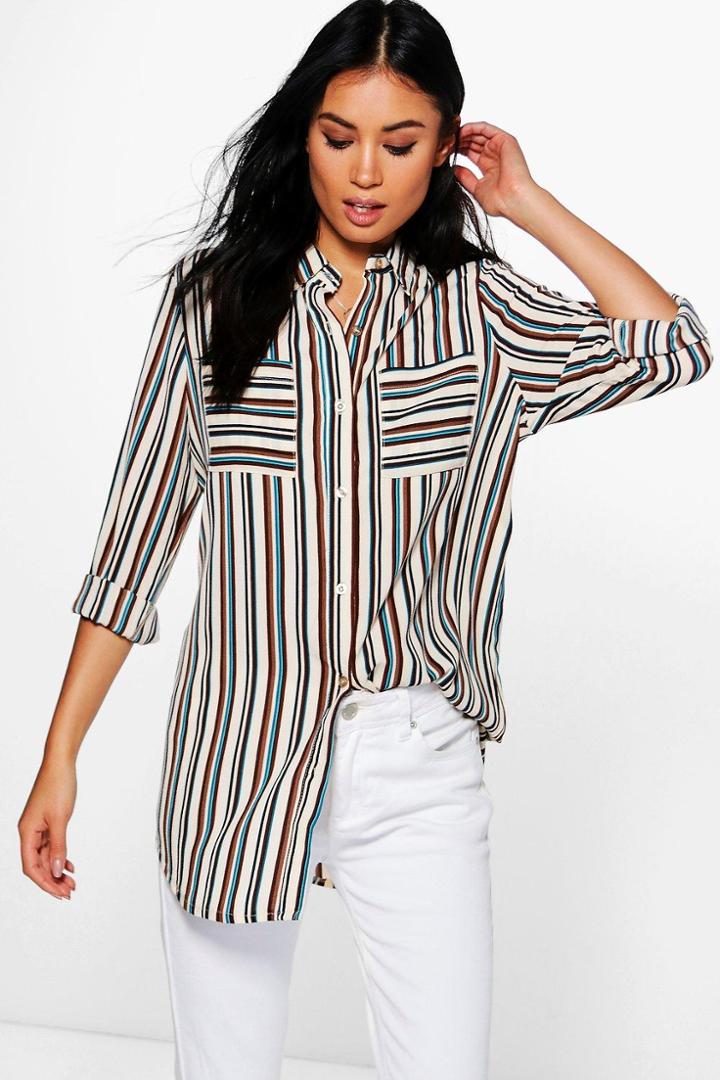 Boohoo Hannah Striped Shirt Multi