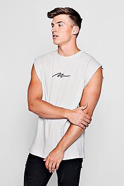 Boohoo Man Signature Embroidered Sleevless T-shirt