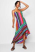 Boohoo Isabelle Asymmetric Bold Stripe Maxi Dress