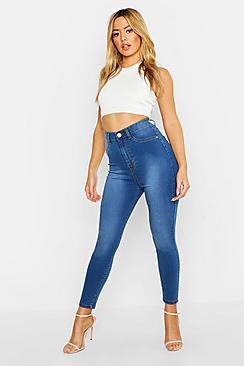 Boohoo Petite One Button High Waist Jegging