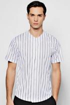 Boohoo Pinstripe Baseball T Shirt White