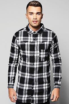 Boohoo Long Sleeve Buffalo Longline Check Shirt