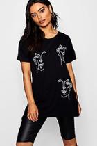 Boohoo Amy Embroidered Face T-shirt