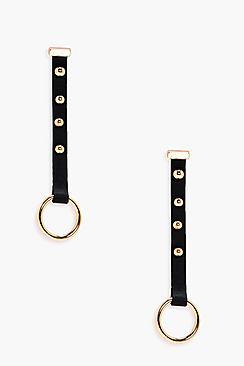 Boohoo Meggan Studded Strap Loop Earrings