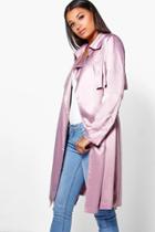 Boohoo Boutique Millie Silky Midi Trench Mauve