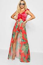 Boohoo Paris Hilton Maxi Style Skort In Palm Print