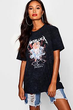 Boohoo Metallica Washed Tee