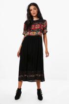 Boohoo Lucie Retro Print Midi Dress Multi