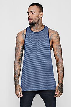 Boohoo Navy Yarn Dye Stripe Vest