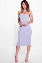Boohoo Ottavia Neck Strap Midi Bodycon Dress Grey