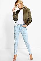 Boohoo Iva Low Rise Cloudy Wash Ripped Skinny Jeans