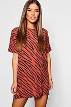 Boohoo Petite Tiger Print T-shirt Dress
