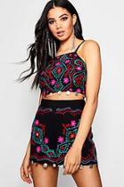 Boohoo Emi Embroidered Coin Hem Short Co-ord