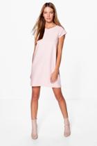 Boohoo Sakura Jaquard Cap Sleeve Shift Dress Blush