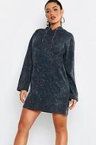 Boohoo Hooded Oversized Acid Wash Sweatshirt Dress