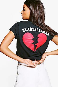 Boohoo Kayleigh Heart Breaker Back Slogan Choker Tee