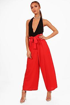 Boohoo Rachael Boutique Wide Leg Paperbag Waist Trouser
