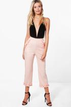 Boohoo Ruby Micro Ruffle Detail Trousers Nude