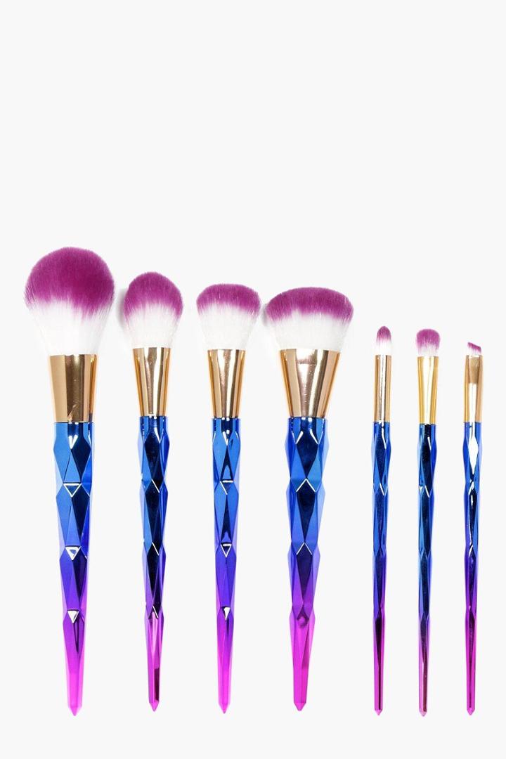 Boohoo 7 Piece Ombre Unicorn Brush Set Blue