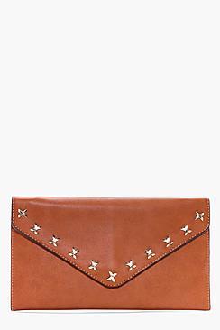 Boohoo Brooke Cross Detail Envelope Clutch Bag