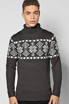 Boohoo Fairisle Design Roll Neck Jumper