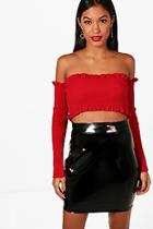 Boohoo Mia Frill Hem Cropped Jumper