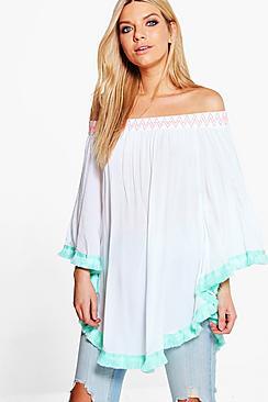 Boohoo Niamh Boutique Tassel Trim Top