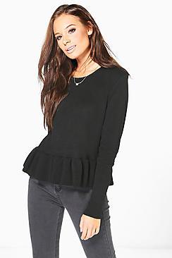 Boohoo Anna Ruffle Hem Jumper