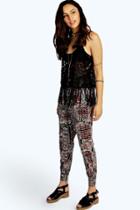 Boohoo Stephanie Aztec Print Relaxed Joggers Red