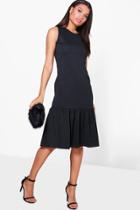 Boohoo Olivia Drop Waist Peplum Shift Dress Black