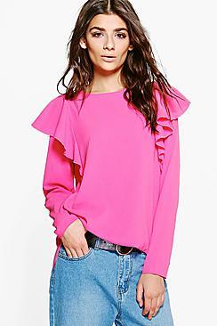 Boohoo Nala Ruffle Detail Long Sleeve Top