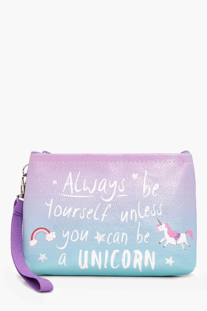 Boohoo Unicorn Make Up Bag Blue
