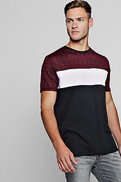 Boohoo Aztec Rib Colour Block T-shirt