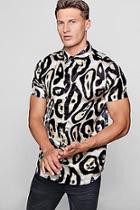 Boohoo Leopard Print Satin Short Sleeve Shirt