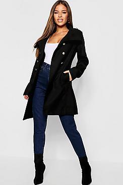 Boohoo Petite Military Wool Look Coat