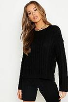 Boohoo Cable Knit Slash Neck Knitted Short Set