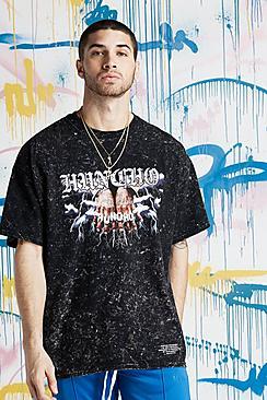 Boohoo Quavo Oversized Huncho Rings Acid Wash T-shirt