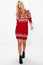 Boohoo Freya Heart Fairisle Christmas Jumper Dress