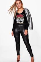 Boohoo Plus Georgia Faux Leather Biker Legging Black
