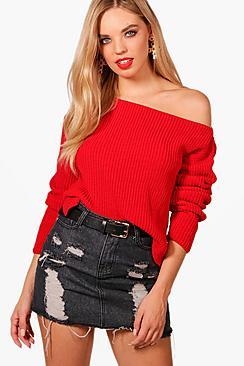 Boohoo Amanda Off The Shoulder Slouchy Jumper
