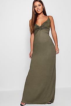 Boohoo Petite Twist Front Maxi Dress