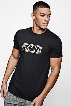 Boohoo Original Man Foil Print T-shirt