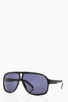 Boohoo Flat Top Aviator Sunglasses Black