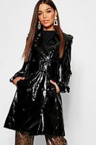 Boohoo Pvc Belted Trench Coat