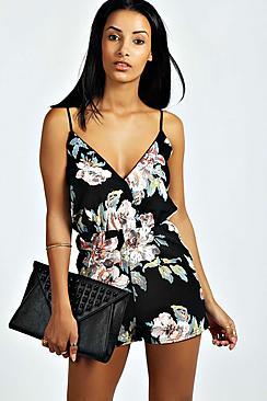 Boohoo Petite Melissa Floral Print Playsuit