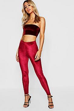 Boohoo Petite Velvet High Waisted Legging