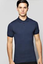 Boohoo Short Sleeve Extreme Muscle Fit Polo Navy