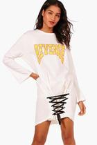 Boohoo Codie Revenge Lace Up Slogan Tee Dress